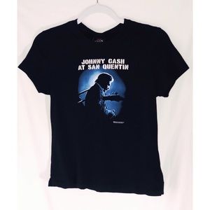 Johnny Cash At San Quentin black tee shirt sleeve